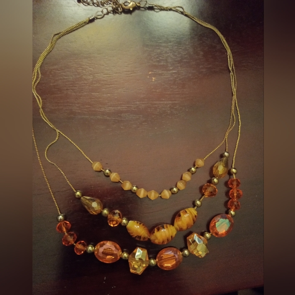 Glass Bead 3 Strand Necklace